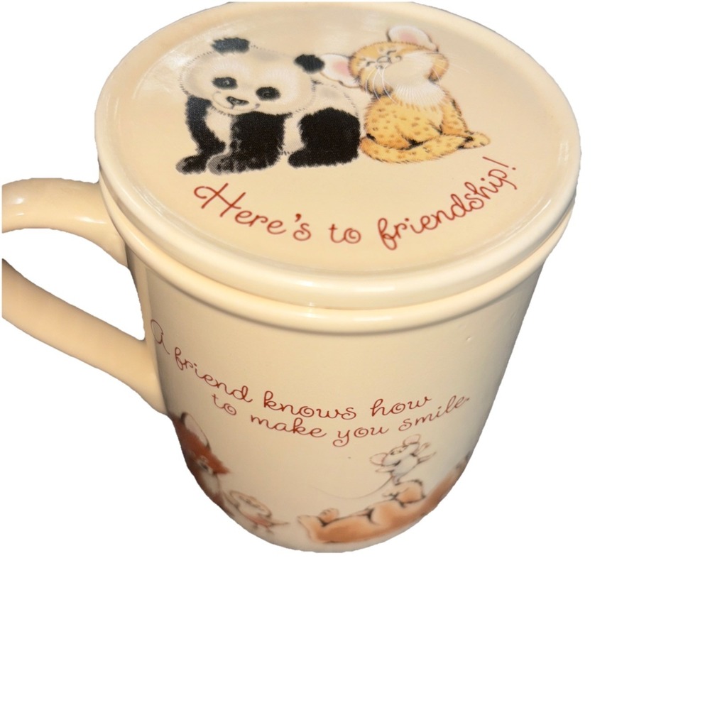 Vintage Hallmark Mug Mates Cup 1983 Here's to Friendship Lid/Coaster Included